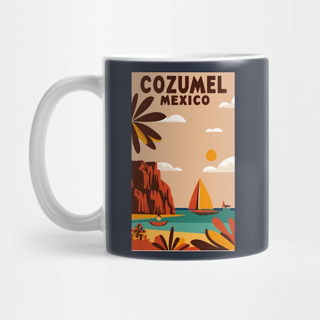 A Vintage Travel Art of Cozumel - Mexico by goodoldvintage